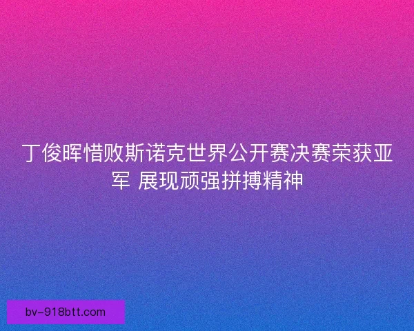 丁俊晖惜败斯诺克世界公开赛决赛荣获亚军 展现顽强拼搏精神